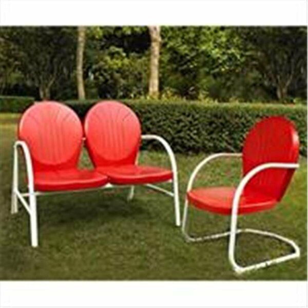 Classic Accessories Crosley Furniture Griffith 2 Pc. Metal Outdoor Conversation Seating Set-Loveseat and Chair, Red VE3049120